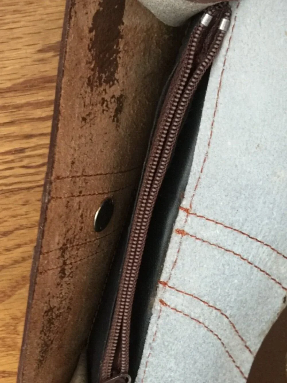 VINTAGE WESTPORT ZIP POCKET MEMO PAD BROWN LEATHER WALLET CLUTCH WOMENS TAIWAN